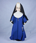 Doll wearing habit worn by Sisters, Servants of the Immaculate Heart of Mary