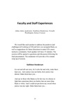 Faculty and Staff Experiences by Julius A. Amin, Kathleen Henderson, Versalle Washington, and Kenya Crosson