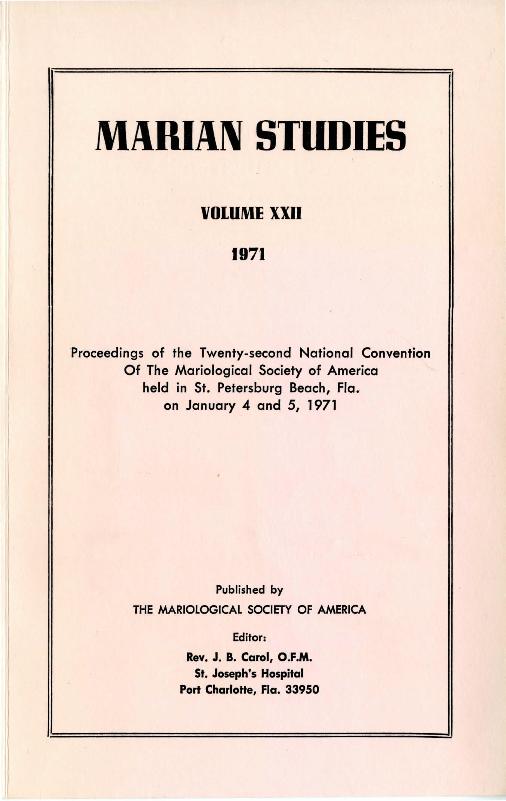 Marian Studies Vol 22 Iss 1