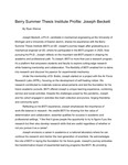 Berry Summer Thesis Institute Profile: Joseph Beckett