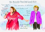 Illustration: Stand-Up Comedy Night - Jill Enders and Host Jane Condon by Bob Eckstein