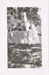 Girls before a Statue at Grotto by Sisters of the Good Shepherd
