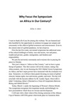 Why Focus the Symposium  on Africa in Our Century?