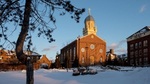 Background Image: West View of Chapel at Sunset, Winter
