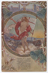 Postcard image of the risen Christ, carrying a "Pax" banner by Ezio Anichini