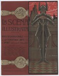 Anichini illustration of knight in winged helmet, red background, on cover of Scena Illustrata, number 32174 by Ezio Anichini