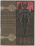 Anichini illustration of knight in winged helmet, brown background, on cover of Scena Illustrata by Ezio Anichini