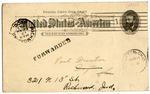 Postal Card: Joshua Dickerson to Paul Laurence Dunbar, front by Ohio History Connection and Joshua Dickerson