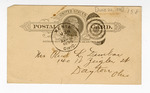 Front of Postcard addressed to Paul Laurence Dunbar, Zeigler St., Dayton, Ohio, sent from Xenia, Ohio by Ohio History Connection