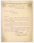 Letter: Arthur Cassot, Manhattan Press Clipping Bureau, to Paul Laurence Dunbar by Ohio History Connection and Arthur Cassot