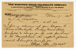 Telegram: Notice of Fees Due on Telegram to Booker T. Washington by Ohio History Connection and Western Union Telegraph Co.