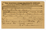 Telegram: Paul Laurence Dunbar to Matilda J. Dunbar by Ohio History Connection and Paul Laurence Dunbar