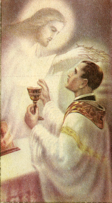 "Jesus and priest first mass holy card"