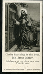 Christ knocking at door memorial holy card