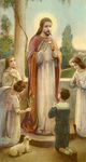 Jesus and three angels first communion holy card