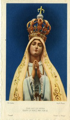 "Our Lady of Fatima Queen of Peace holy card"