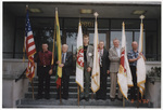 Men holding flags at Chicago National Convention, 2002