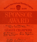 Women's International Bowling Congress Sponsor Award, 1974